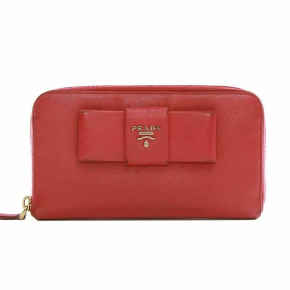Authentic Prada Saffiano pink leather ribbon zip around wallet - Picture 1 of 10